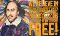 a poster with a picture of shakespeare and the words we believe in free