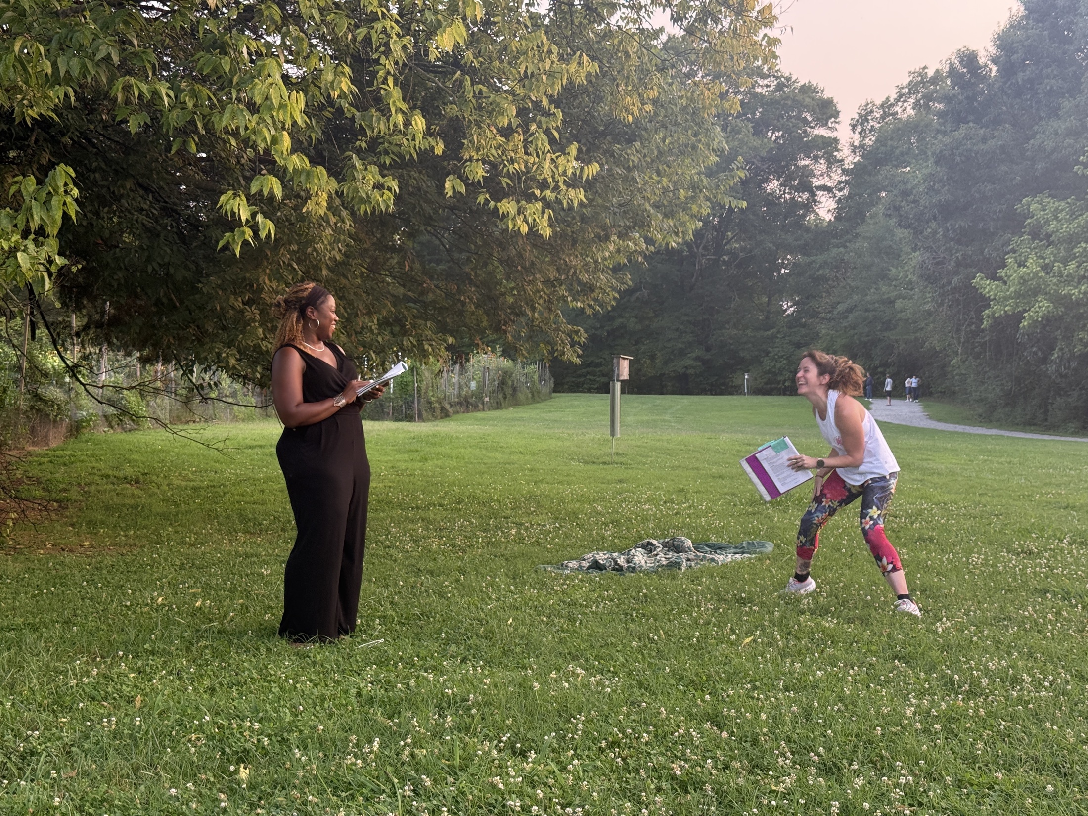Company Members Kashun Parks (Prospero) and Jeni Benavides (Ariel) rehearse a scene from the upcoming production of "THE TEMPEST".