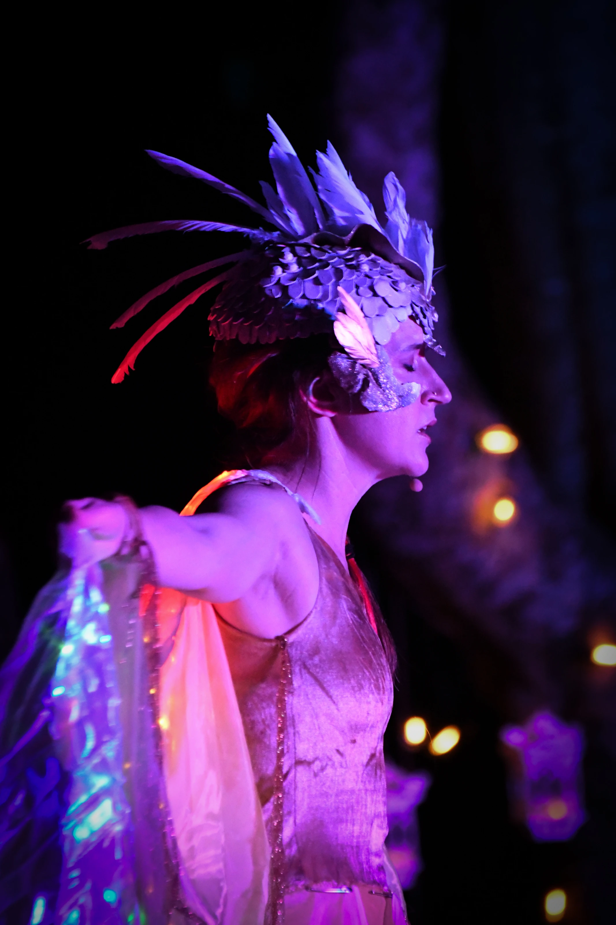 Company Members Kashun Parks (Prospero) and Jeni Benavides (Ariel) rehearse a scene from the upcoming production of "THE TEMPEST".